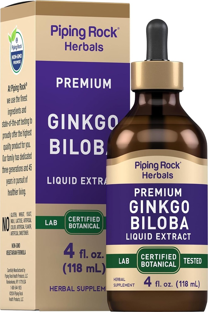 Piping Rock Ginkgo Biloba Kosttilskud ekskl. GMO, Gluten Free