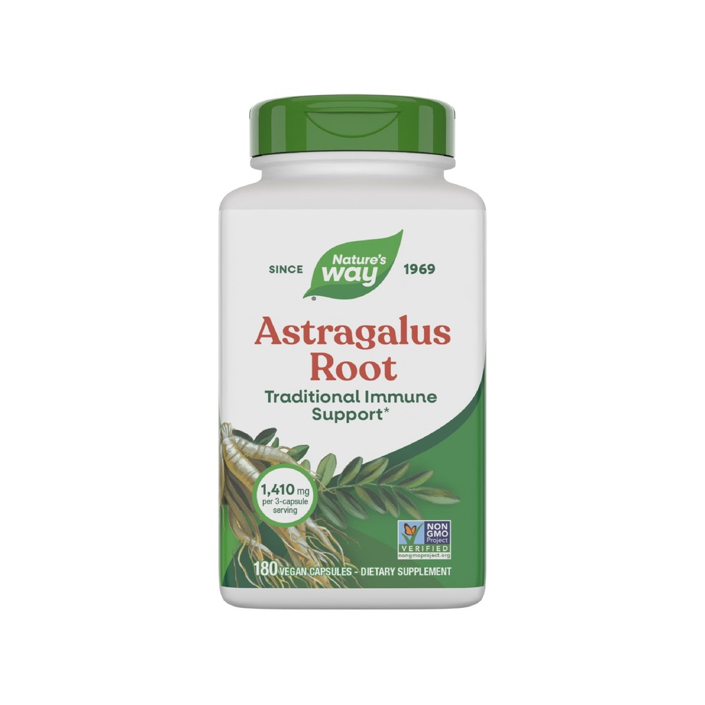Nature 's Way Astragalus Root, Traditional Immunity Support *, 1,410 mg pr. 3 - Capsule Serving, Non- GMO Project Verified, Vegan 180 Kapsler (Packaging May Vary)