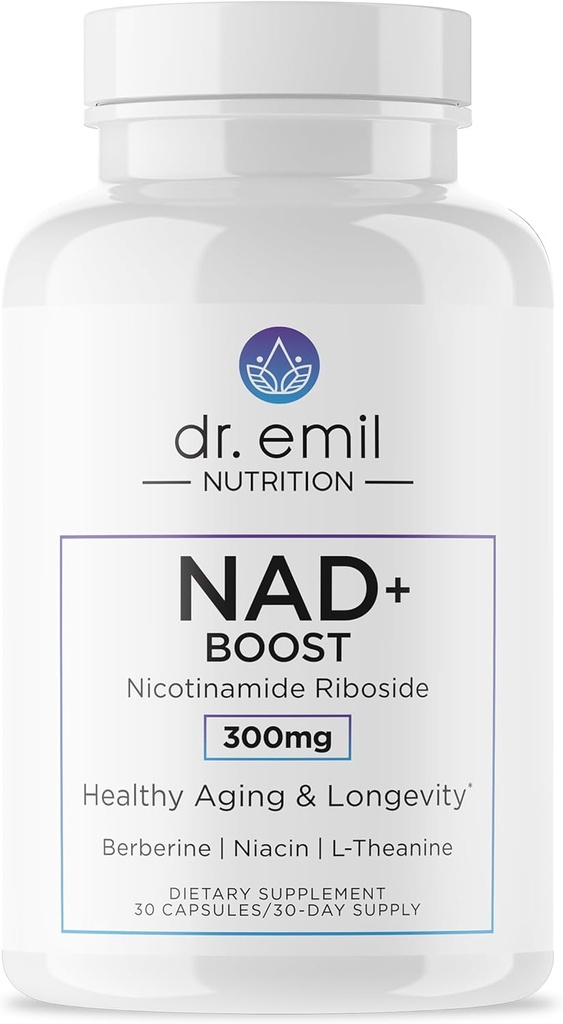 DR. EMIL NUTRITION NAD + Boost - Nicotinamid Riboside Supplement for Longevity, sund aldring & cellulær regering - NAD tillæg med med Berberine, L- Theanine & Niacin - 30-Day Supply
