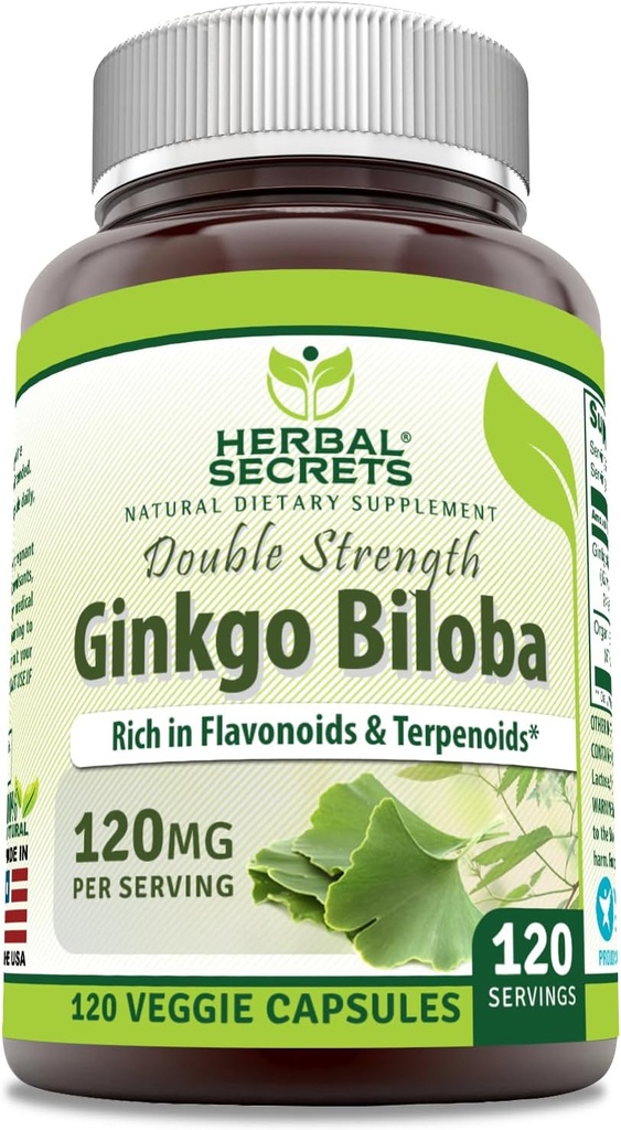 Herbal Secrets Ginkgo Biloba Dobbelt styrke Supplement 124; 120 Mg