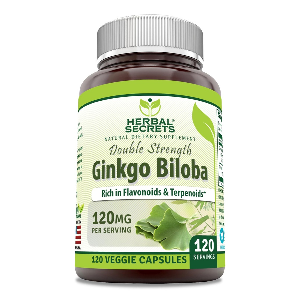 Herbal Secrets Ginkgo Biloba Dobbelt styrke Supplement 124; 120 Mg
