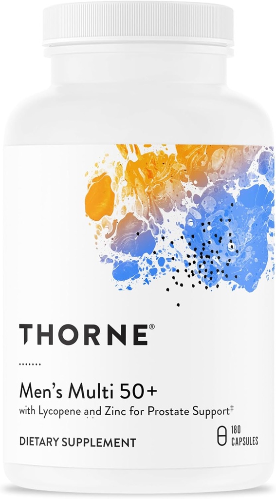THORNE - Mænds Multi 50 + - Omfattende daglige multivitamin med vitaminer A, B6, B12, C, D, E, Zink & mere - Support Heart, Brain, Prostata, Muscle & immunforsvar * - 180 kapsler