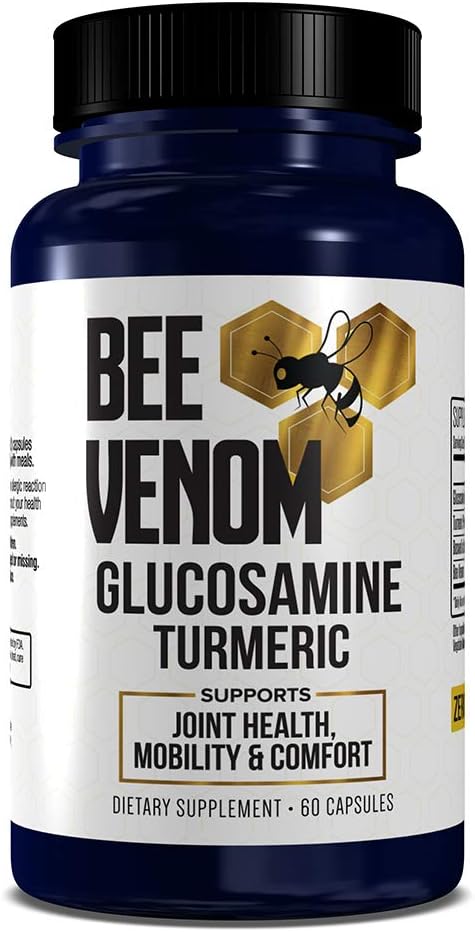 GenRestore: Bee Venom Dietary Supplement - Glucosamine Turmeric Blend, Improves Joint Health, Mobility and Comfort Supplement - Extra Strength Pills - Natural Health Complex – 60 Capsules (1)