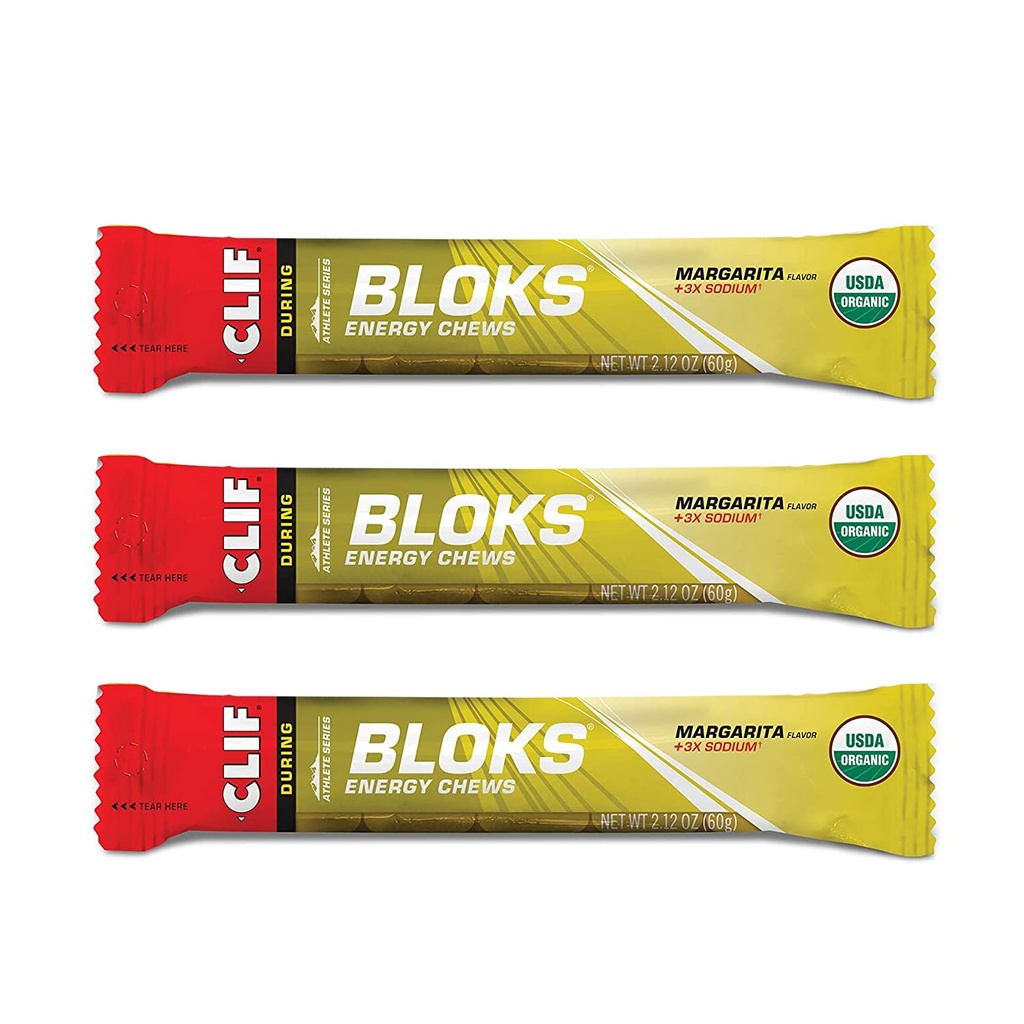 CLIF BLOKS - Energy Chews - Margarita med Salt 3X Natrium til tilsat Elektrolytes- Non-GMO - Plant Based Food - Fast Fuel til Cykling og Running- Workout Snack (2.1 Ounce Packet, 3 Greve)