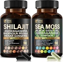 SoundHealth Irish Sea Moss & Shilajit Capsule Bundle til mænd og kvinder, Third- Party Testet, Non- GMO, Easy- Swallow & Vegan 120 Kapsler