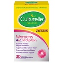 Culturelle 4- in-1 Probiotika for kvinder, Daglig Probiotisk & Prebiotisk supplement til støtte Vaginal sundhed, fordøjelsessygdomme, immunsundhed, lejlighedsvis Diarré, Gas & Bloating Relief, Non- GMO, 30 Greve