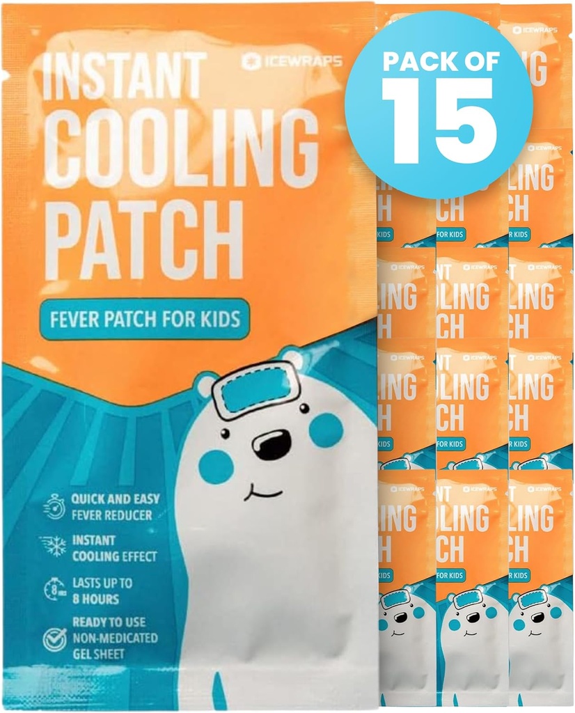 ICEWRAPS Feber Patch for børn & voksne against 124; Cold Patches for migræne, Hovedpine & Fever Relief