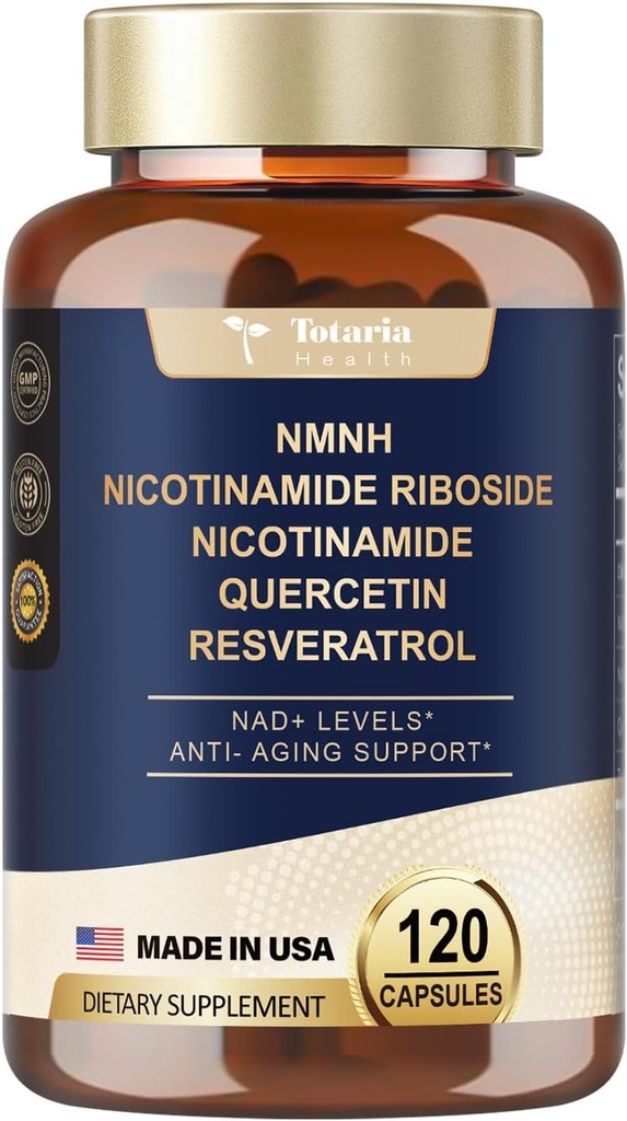 Totaria (1 Pack) NMNH (Dihydronicotinamide Mononucleotide) Supplement w/Niacinamide (Vitamin B3), Trans-Resveratrol, for Anti Aging, Energy, Focus