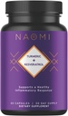 NAOMI Gurkemeje Alle fuldt standardiseret 1000mg 95% Curcuminoider, BioPerine High Absorption & Resveratrol, Klinisk studier, fælles støtte, understøtter sund muskelrespons