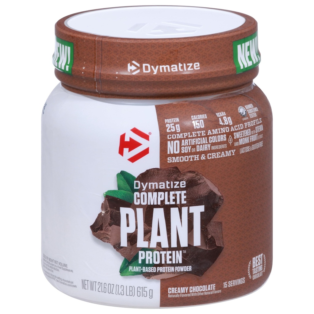 Dymatize Vegan Plant Protein, Creamy Chocolate, 25g Protein, 4,8g BCAA, Komplet Aminosyreprofil, 15 Servere