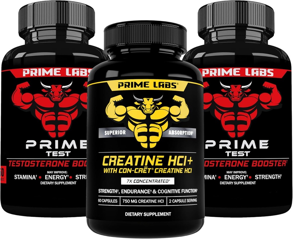 Prime Labs Prime Test (2- Pack) + Creatin HCl kapsler (60 Tæl)