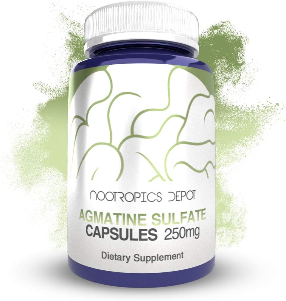 Nootropics Depot Agmatine Sulfate Capsules Depots 124; 250mg; 124; 240 Tæller 124; Energitillæg 124; Amino Acid Derivated Measures 124; Understøtter fysisk styrke og workout Recovery