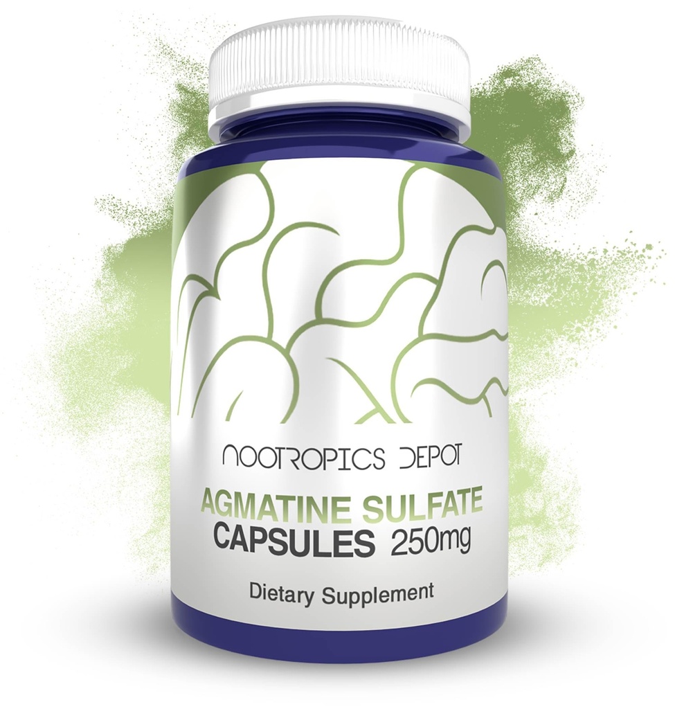 Nootropics Depot Agmatine Sulfate Capsules Depots 124; 250mg; 124; 240 Tæller 124; Energitillæg 124; Amino Acid Derivated Measures 124; Understøtter fysisk styrke og workout Recovery