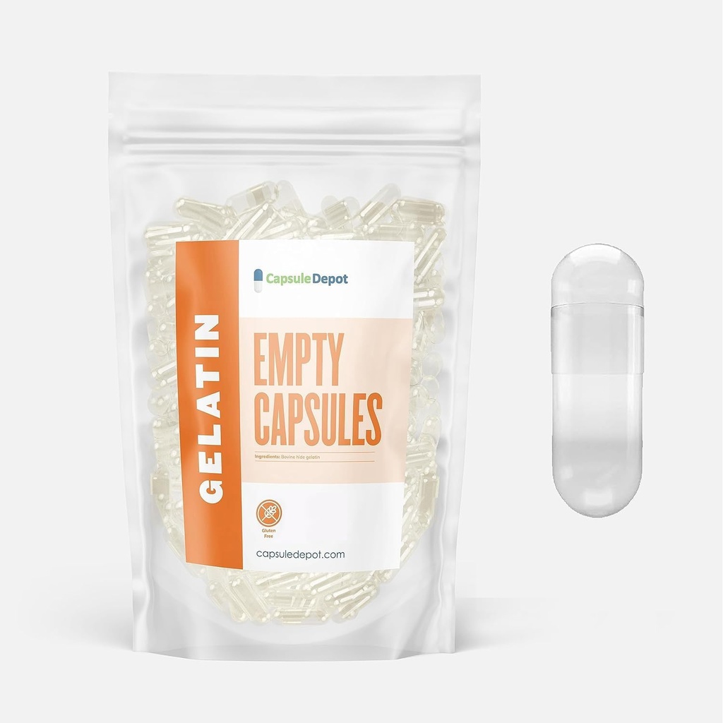 Size 00 Empty Gelatin Capsules - Capsule Depot - 1,000 Count