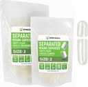 XPRS Nutra Vegan Størrelse 2 Separated Kapsler - 100 Grev Premium Tomme Kapsler Separeret i sække - Clear Tomme Pills til DIY Supplement Fyldning