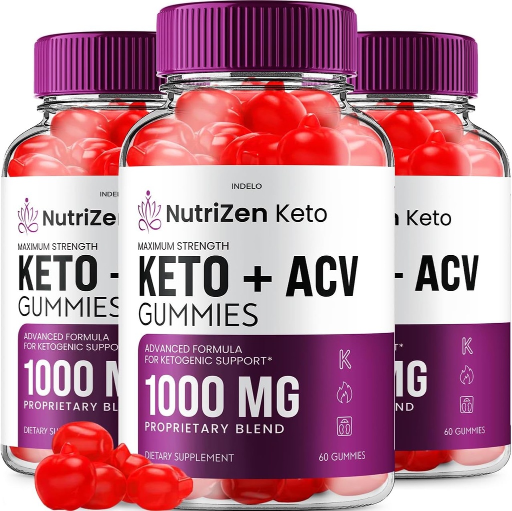 (3 Pack) Nutrizen Keto ACV Gummies - Advanced Formel Nutri Zen Keto Plus ACV Gummies Apple Cider Vinegava Keto Nutrizen ACV Gummies Kosttilskud Anmeldelser Mænd Kvinder (180 Gummies)