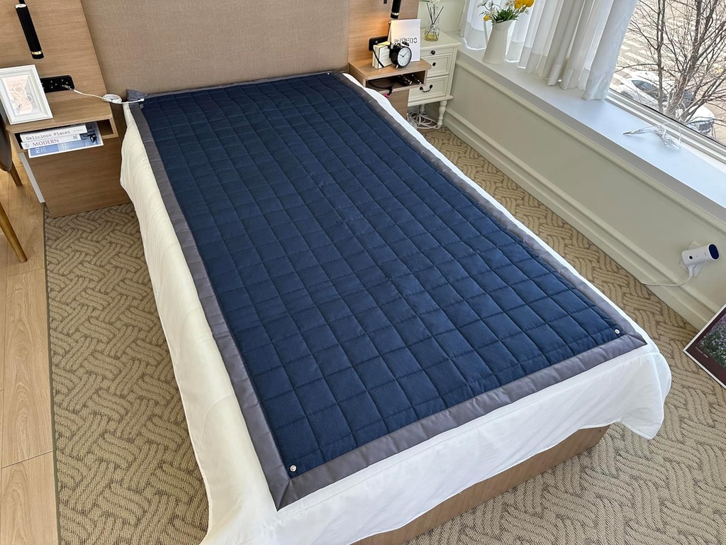 Grounding Queen Mat-Stainless Steel Fabric, 59x79 inch (Navy)