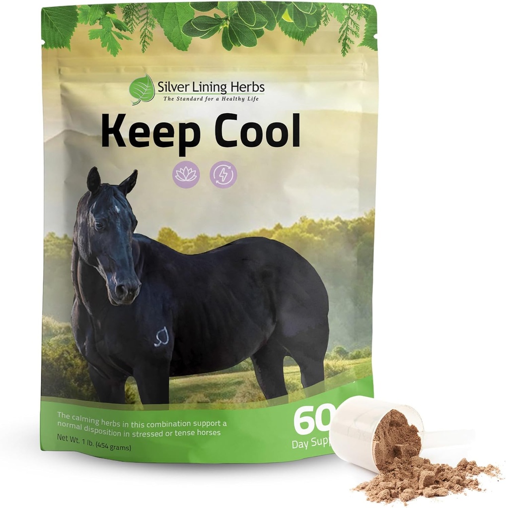 Sølv Lining Urter Hold cool hest opkalkning supplement - hest sundhed ro & fokus supplement - hest opkalkning kosttilskud med naturlige urter herunder kamille, Echinacea, & mere - 1 LB 60- Day Supply