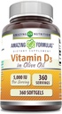 Amazing Formulas Vitamin D3 i Olivenolie 5000 IE Supplement Note 124; Softgels