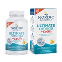 Nordic Naturals Ultimate Omega + CoQ10, Lemon - 90 Soft Gels - 1280 mg Omega-3 + 100 mg CoQ10 - Heart Health, Cellular Energy, Antioxidant Support - non-GMO - 45 Serveringer