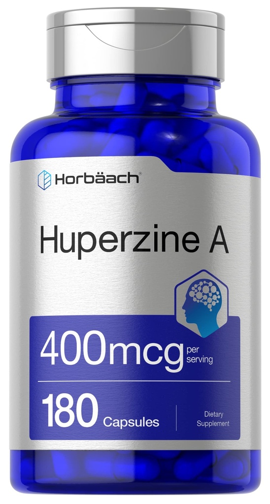 Horbäach Huperzine A 400mcg against 124; 180 Capsules against 124; Non- GMO, Gluten Free Supplement