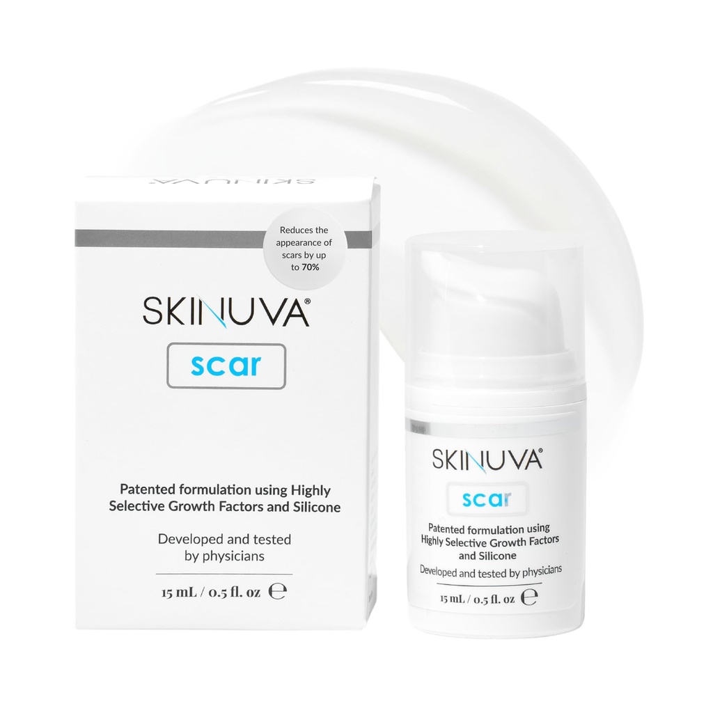 Skinuva ® Næste generation Scar Cream - Avanceret Scar Cream Formuleret med vækstfaktorer (0,5 oz)