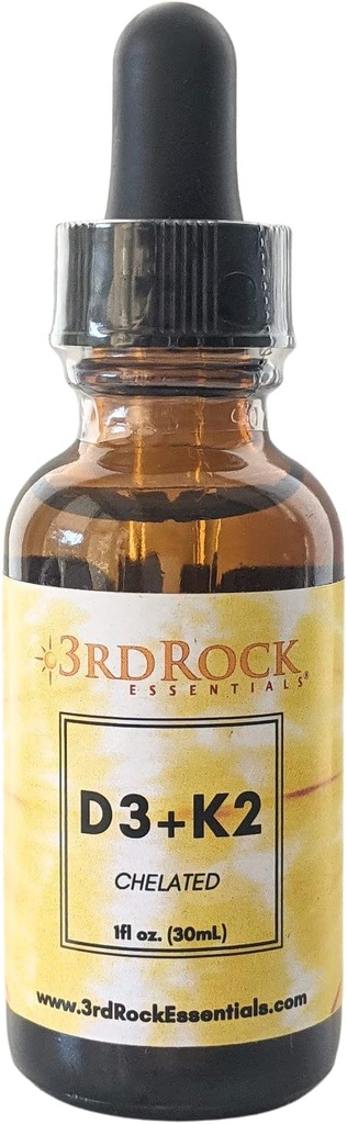 3rd Rock Essentials Vitamin D3 K2 Note 124; Chelated Liquid Vitamin Supplement Drops