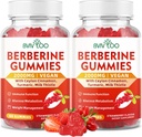 2 pakker Berberine Gummies, Sugar Free 2000mg High Potency Berberine HCI Supplement, Plus Ceylon Cinnamon, Milk Thistle for Women & Men, Immunsystemet & Metabolisme Support - 120 Gummies