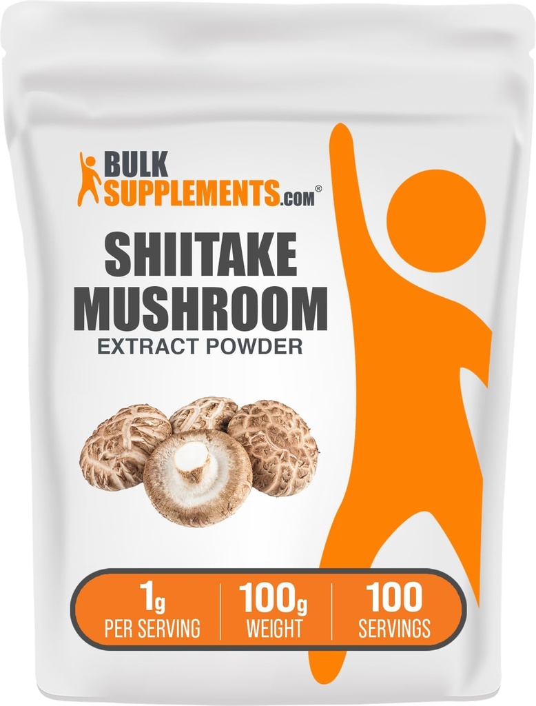 BulkSupplements.com Shiitake Mushroom Extract Powder - Shiitake Mushroom Powder Supplement, Immune Support - Vegan & Gluten Free, 1g per Serving, 100g (3.5 oz) (Pack of 1)