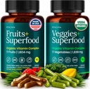 100% Økologiske frugter og grøntsager Supplement (USDA Organic - Made in USA) 180 Potent Frugter og Vegetabilske Kapsler til energi Boost & Daglige Frugt og Vegetabilske Vitaminer - Vegan, Non- GMO, Gluten- fri