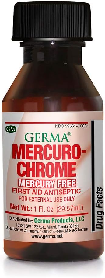 Germa Mercuro- chrome Mercury Free Førstehjælp Antiseptisk Væske 1 oz