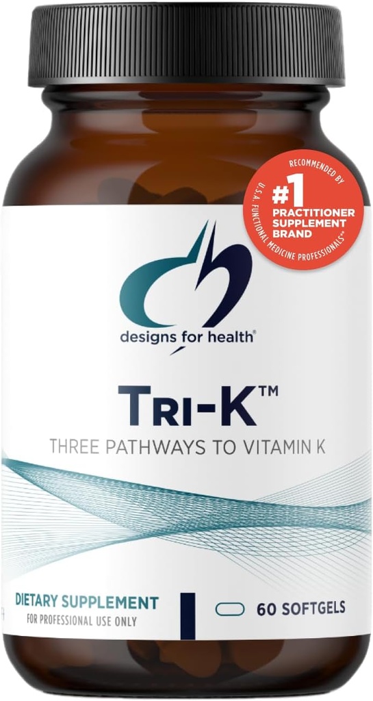 Design for sundhed TRI- K - Tre former for vitamin K + GG, høj potens supplement - 2000mcg vitamin K1, 500mcg K2 MK-4 - Non- GMO + Gluten Free (60 Softgels)