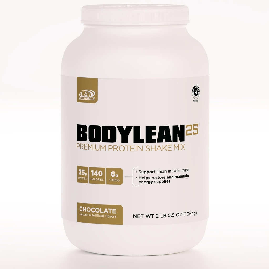 AdvoCare BodyLean25 - Protein Powder med Whey Protein Isolate - Understøtter Muscle Building & A Lean Body - Tilbyder energistøtte * - Chokolade, 4.5 oz