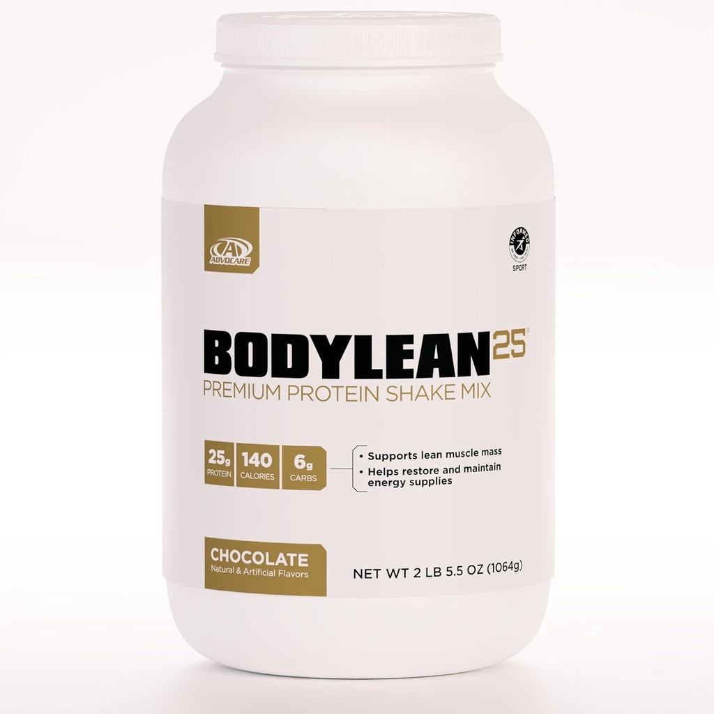AdvoCare BodyLean25 - Protein Powder med Whey Protein Isolate - Understøtter Muscle Building & A Lean Body - Tilbyder energistøtte * - Chokolade, 4.5 oz