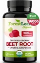 ForestLeaf Organic Beet Root Capsules - Beetroot Supplement 16000mg Strength 20: 1 Extract Pills w / Ingefær Grape Seed 124; Support Blood Pressure, Nitrooxid, Flow, Circular Meader 124; Beets Powder - 120 Caps