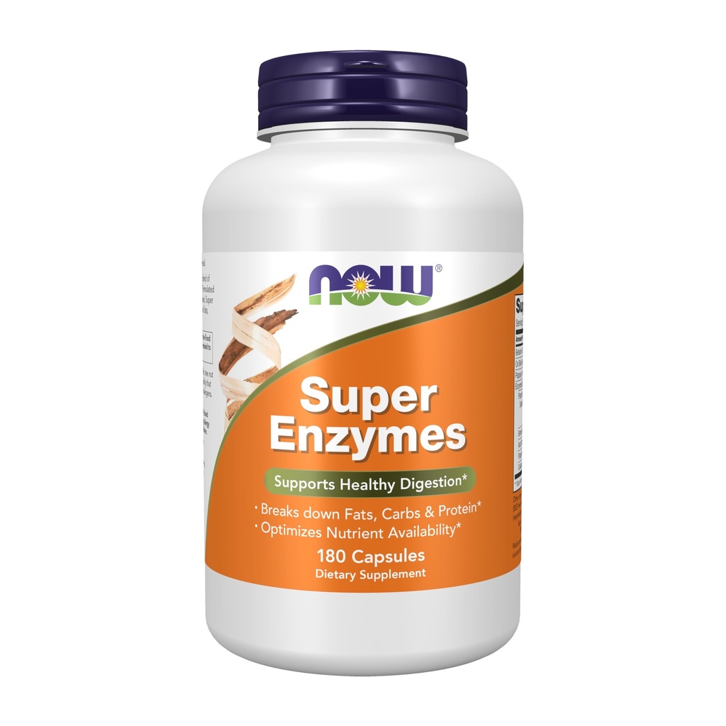 Now Foods Supplements, Super Enzymes, Formuleret med bromelain, Ox Bile, Pancreatin og Papain, 180 kapsler