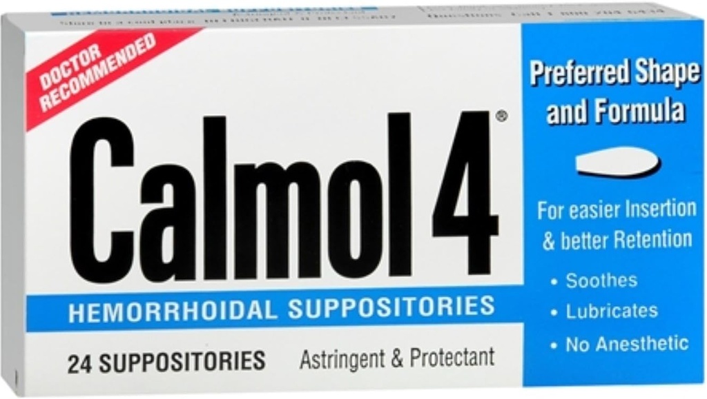 Calmol 4 Hæmorroide suppositorier 24 Hver (pakning med 3)