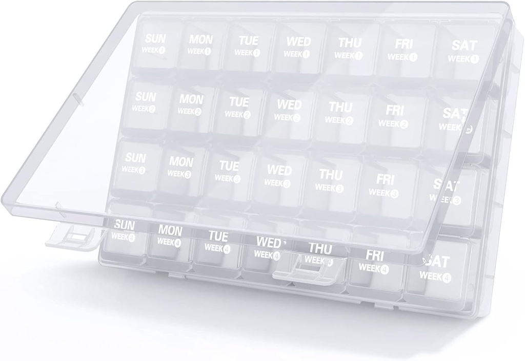 TookMag Månedlig Pill Organizer 28 Dag Pill Box, Rejser Medicin Pill Organizer, Store 4 uger 1 Måned Pill Sager med Dust- Proof Container til piller / Vitamin / Fish Oil / Kosttilskud