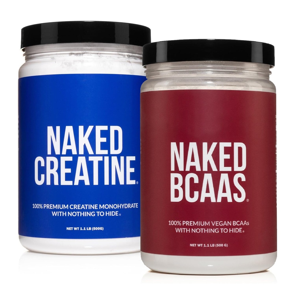 Nøgen Pure Creatin Monohydrat 100 Servering + 100 Servering Unflavored Nøgen BCAAs Vegan Bundle
