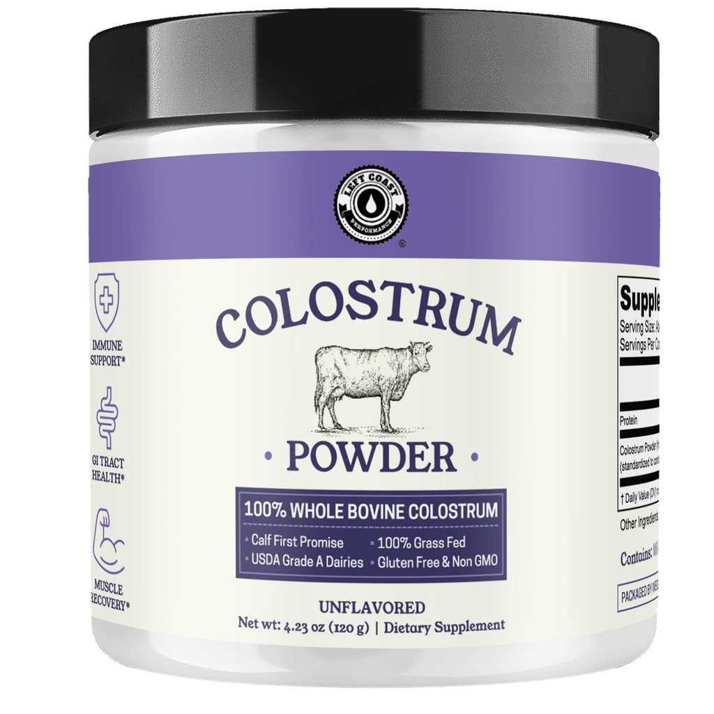 Colostrum Powder - USA Sourced Bovine Colostrum til mennesker til immunforsvar, Gut Health, Muscle Recovery - Enkelt Ingrediens, Ingen tilsætningsstoffer, Græs Fed, Non- GMO Colostrum Supplement for kvinder og mænd