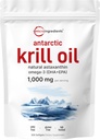 Micro Ingredients Antarctic Krill Oil Supplement med naturlige Astaxanthin, 1000mg Per Serving, 300 Soft- Gels, Rich in Omega- 3s EPA & DHA, Understøtter immunsystemet & Brain Sundhed, Let at synke