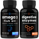 NutraChamps Omega 3 Fiskeolie og fordøjelsesenzymer 2 Pack Bundle