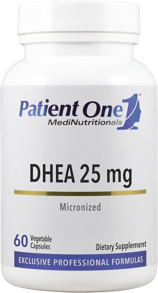Patient 1 DHEA 25 mg 10 mg 12 4; supplement til understøttende positivt stof, energiniveauer og endokrine sundhed * 12 4; mikroniseret for forbedret absorption 124; 60 kapsler