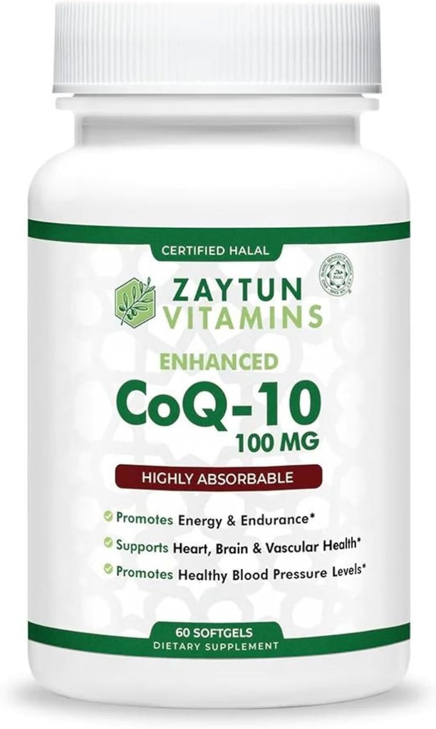Zaytun Halal CoQ10 Highly Absorbable, One Per Day, Supports Heart Health Support and Energy Production, 60 Mini Softgels, Made in USA - Halal Vitamins