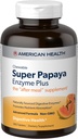 American Health Super Papaya Enzyme Plus - 360 tyggetabletter - Eftermåltid tillæg - ikke-GMO - 120 Servere