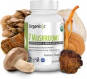 Organixx USDA Organic Mushroom Supplement, 7 Fermented Mushrooms - Lions Mane, Shiitake, Cordyceps, Tyrkiet Tail, Reishi - for immun- og fordøjelsesstøtte, 60 vegetariske kapsler
