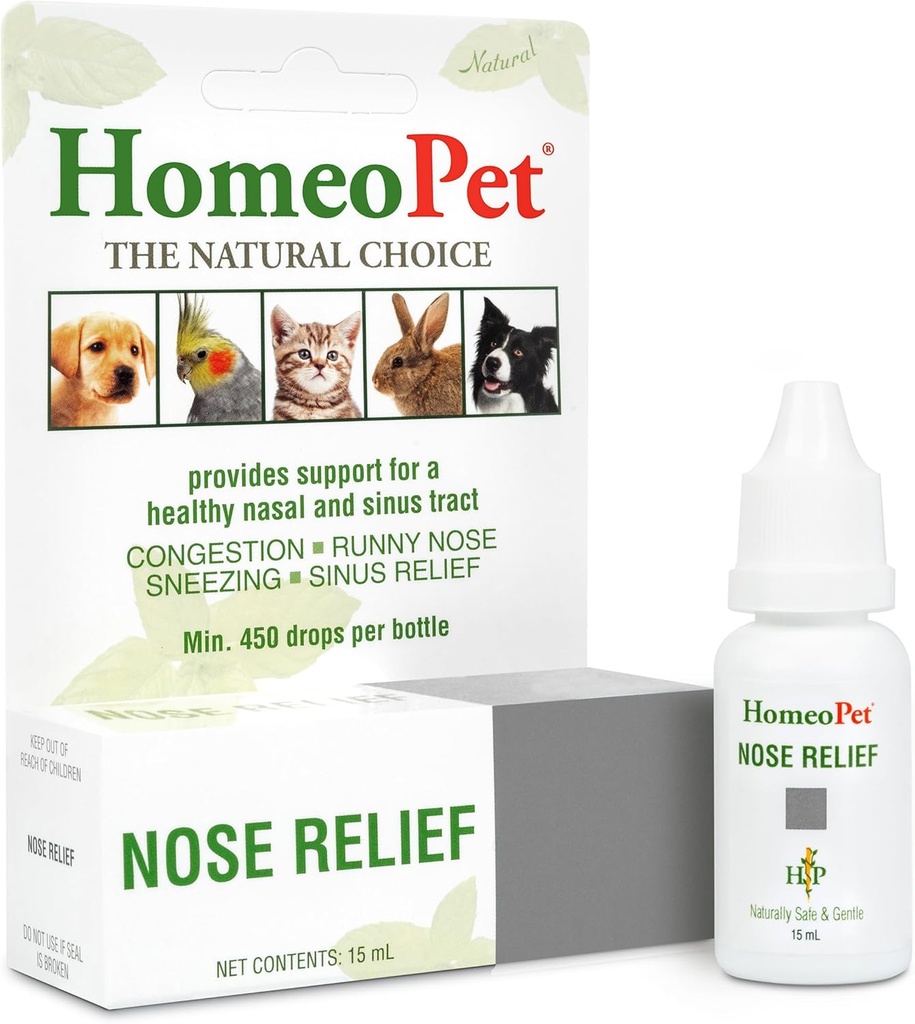 HomeoPet Næse Relief, Sikker og naturlig Sinus supplement til katte, Hunde, og andre små dyr, 15 Milliters
