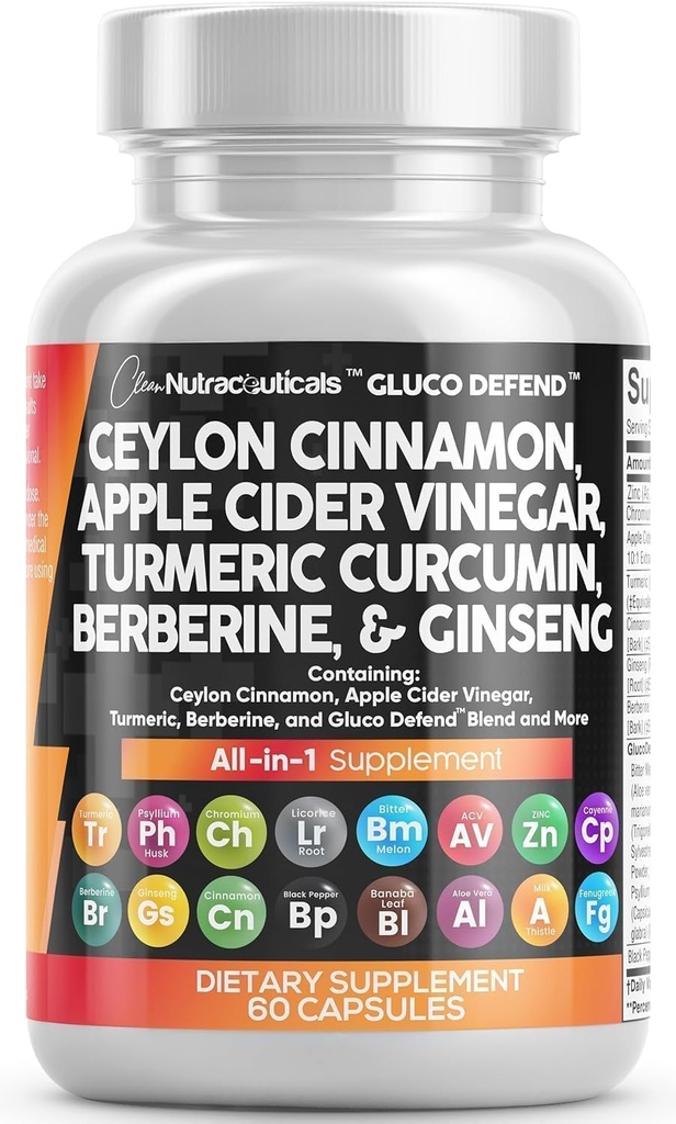 Rene nukleosteroider Ceylon kanel kapsler + berberine gurkemeje Æble Cider Vinagar Ginseng Bitter Melon Gymnema Mælk Thistle Fenugreek supplement piller pulver til mænd og kvinder