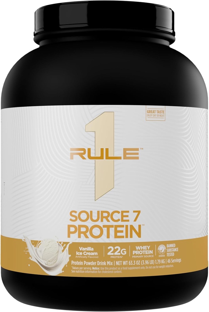 Regel 1 Source 7 Protein - Decadent Flavor, Velvety Glat Texture, 22g Anytime Protein, og 10g naturligt Occurring EAA Per Servering fra 7 Premium Kilder (4 pounds *, Vanilla Ice Cream)