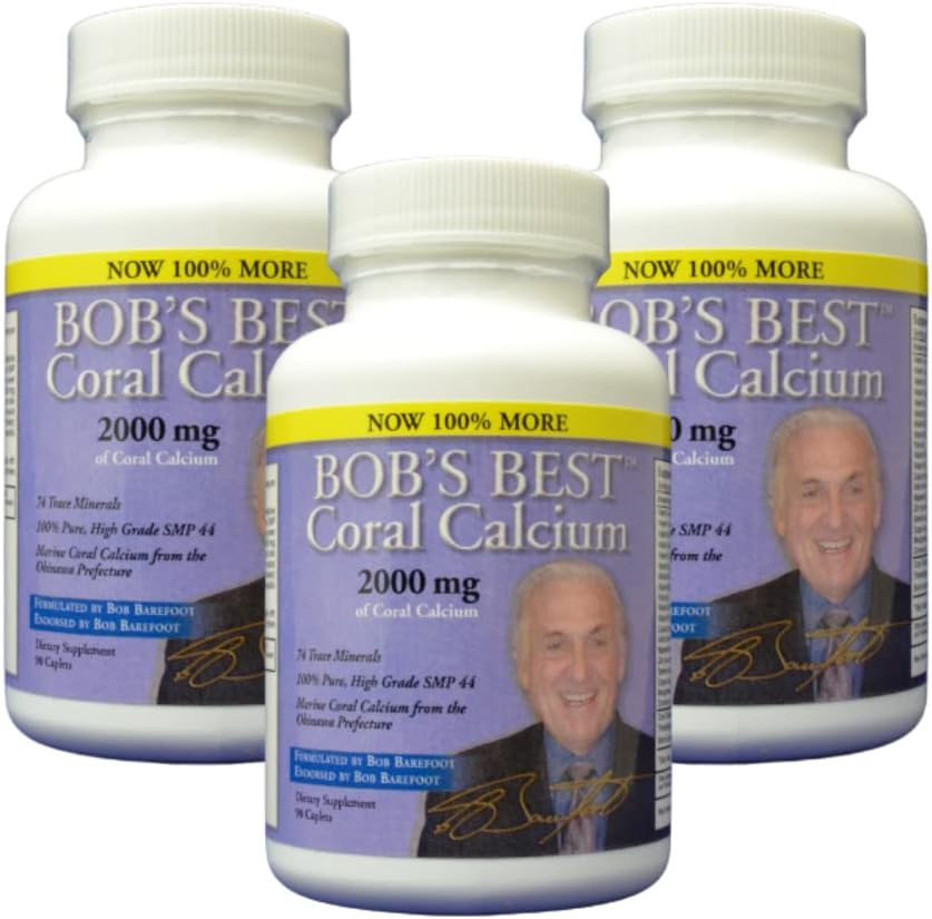 Bob bedste koral calcium 2000mg, 3 PAKNING 90 Caplets NEW FORBEDRING FORMULERING! af Bob bedste